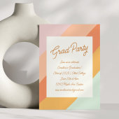Retro Modern Script Pastel Stripe Graduation Party Kaart