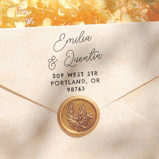 Retro Modern Script Trouwretouradres Rubberstempel
