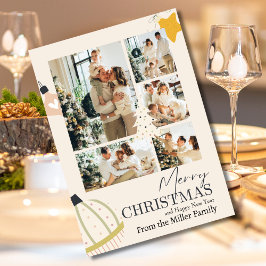 , retro, modern script, vrolijke kerstfoto feestdagenkaart