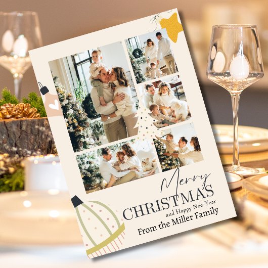 , retro, modern script, vrolijke kerstfoto feestdagenkaart