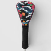 Retro Modern Seigaiha Sakura Flowers Japan party Golfheadcover (Voorkant)