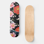 Retro Modern Seigaiha Sakura Flowers Japan party Persoonlijk Skateboard (Voorkant)