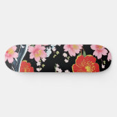 Retro Modern Seigaiha Sakura Flowers Japan party Persoonlijk Skateboard (Horizontaal)