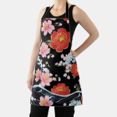 Retro Modern Seigaiha Sakura Flowers Japan party Schort (Insitu)