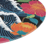 Retro Modern Seigaiha Sakura Flowers Japan party Snijplank (Hoek)