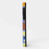 Retro Modern Squares Patroon | Blauw Geel Bruin Case-Mate iPhone Case (Achterkant/links)