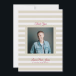 Retro Modern Stripe Photo High School Grad Bedankkaart<br><div class="desc">Part of Grad Collection - Add your custom matching envelope, stickers, and more Announce your graduate’s achievement with this retro and preppy graduation announcement card. Featuring a modern photo layout and clean typography, this design is perfect for high school graduates celebrating the Class of 2026. Fully customizable with your own...</div>