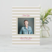 Retro Modern Stripe Photo High School Grad Bedankkaart (Staand voorkant)