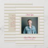 Retro Modern Stripe Photo High School Grad Bedankkaart (Voorkant / Achterkant)
