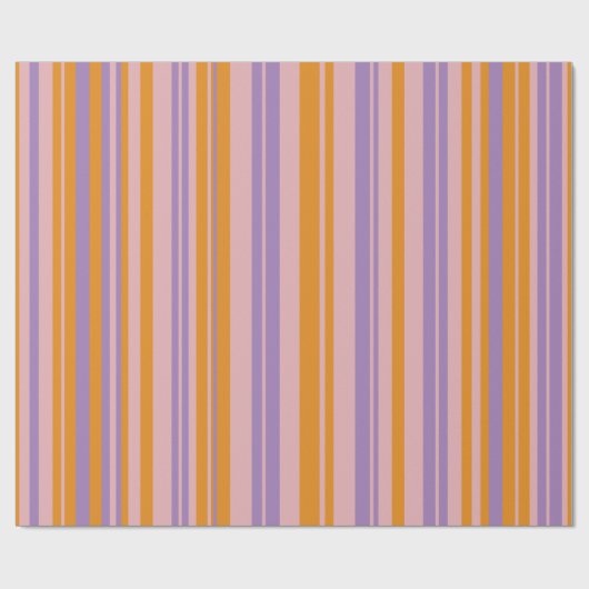 Retro Modern Stripes Patroon Lavendel Sinaasappel  Cadeaupapier (Vlak)