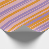 Retro Modern Stripes Patroon Lavendel Sinaasappel  Cadeaupapier (Hoek)