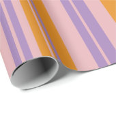 Retro Modern Stripes Patroon Lavendel Sinaasappel  Cadeaupapier (Rol Hoek)