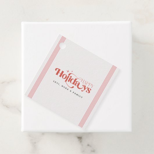 Retro Modern Stylish Red Typography Script Holiday Bedankjes Labels (In situ)