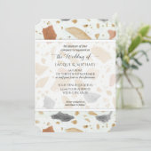 Retro Modern Terrazzo Terracotta Abstracte bruilof Kaart (Staand voorkant)