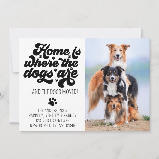 Retro Modern We hebben aangepaste hondenfoto verpl Aankondiging (Voorkant)