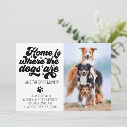 Retro Modern We hebben aangepaste hondenfoto verpl Aankondiging (Staand voorkant)