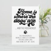 Retro Modern We hebben verhuisd nieuwe adres hond  Aankondiging (Staand voorkant)