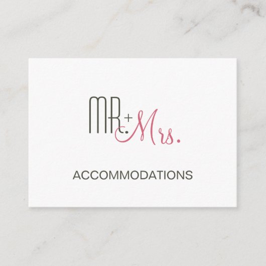 Retro Modern Wedding Accommodations Informatiekaartje (Voorkant)