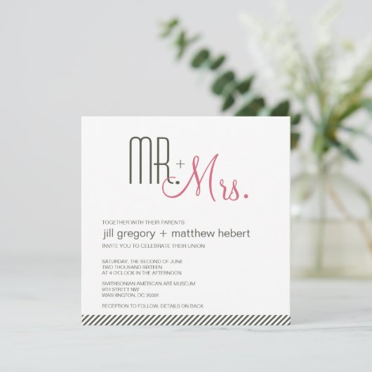 Retro Modern Wedding Kaart (Staand voorkant)