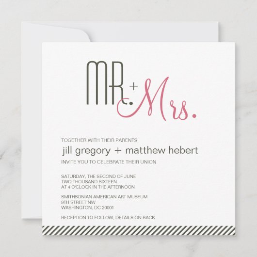 Retro Modern Wedding Kaart (Voorkant)