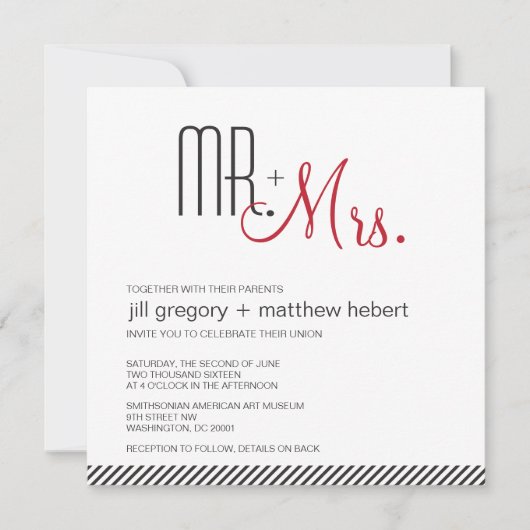 Retro Modern Wedding Kaart (Voorkant)