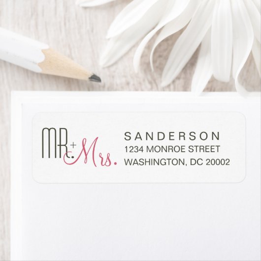 Retro Modern Wedding Return Address Labels (Insitu)