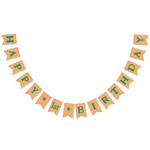 Retro Modern Wild Happy 1e Verjaardag bunting Vlaggetjes
