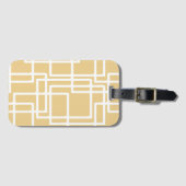 Retro Modern Witte Rechthoeken Op Camel Bagagelabel (Voorkant (horizontaal))