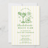 Retro Modern Yellow & Green Bachelorette Weekend Kaart (Voorkant)