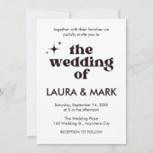 Retro Modern Zwart Bold & Chic Wedding Kaart (Voorkant)