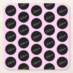 Retro-modern zwart & roze polka stip ontwerp kartonnen onderzetters
