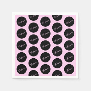 Retro-modern zwart & roze stipontwerp servet
