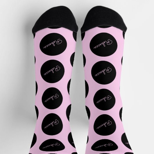 Retro-modern zwart & roze stipontwerp sokken (Top)