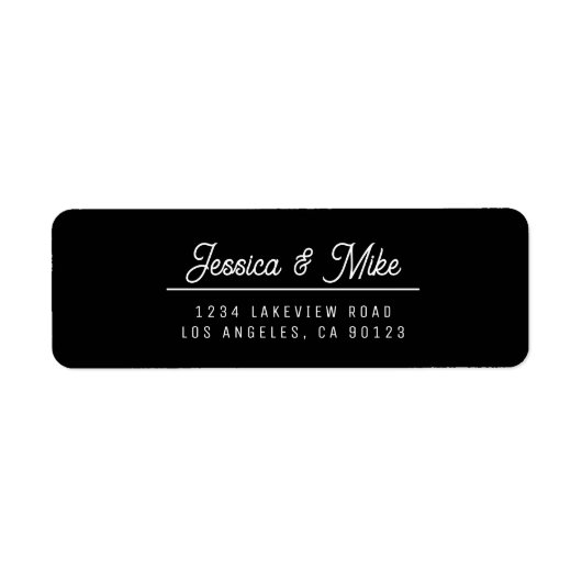 Retro-modern zwart-wit bruiloft retouradres etiket (Voorkant)
