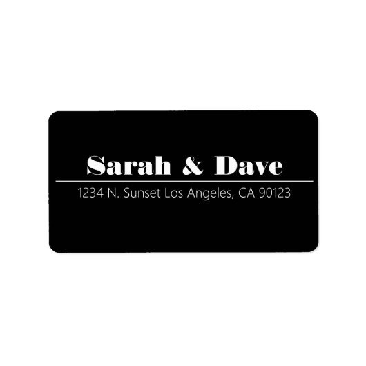 Retro-modern zwart-wit bruiloft retouradres etiket (Voorkant)