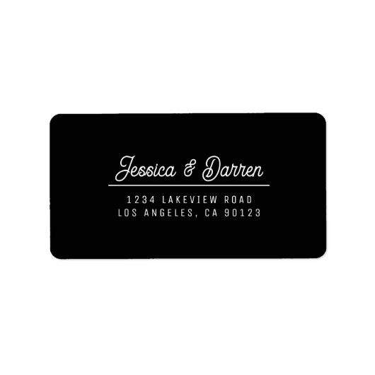 Retro-modern zwart-wit bruiloft retouradres etiket (Voorkant)