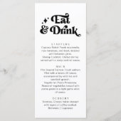 Retro Modern Zwart Wit Eet en Drink Trouwen Menu (Voorkant)
