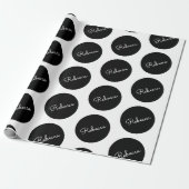 Retro-modern zwart-wit polka dot design cadeaupapier (Uitgerold)