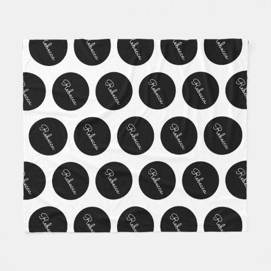 Retro-modern zwart-wit polka dot design fleece deken (Voorkant (Horizontaal))