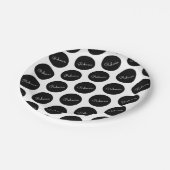 Retro-modern zwart-wit polka dot design papieren bordje (Gekanteld)