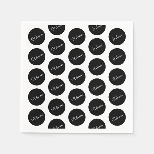 Retro-modern zwart-wit polka dot design servet (Voorkant)