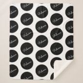 Retro-modern zwart-wit polka dot design sherpa deken (Voorkant)