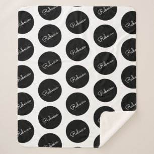 Retro-modern zwart-wit polka dot design sherpa deken