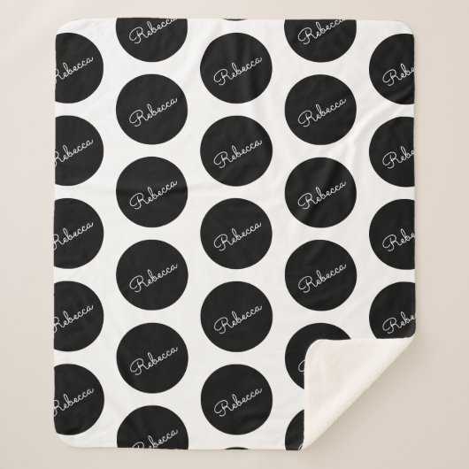 Retro-modern zwart-wit polka dot design sherpa deken (Voorkant)