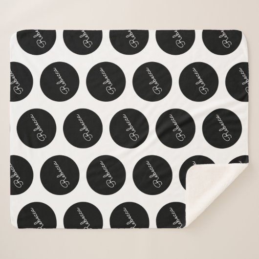 Retro-modern zwart-wit polka dot design sherpa deken (Voorkant (horizontaal))