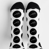 Retro-modern zwart-wit polka dot design sokken (Top)
