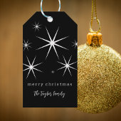 Retro Modern Zwart-wit Vrolijk Kerstfeest Cadeaulabel