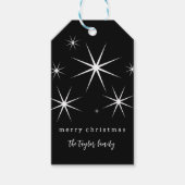 Retro Modern Zwart-wit Vrolijk Kerstfeest Cadeaulabel (Voorkant)