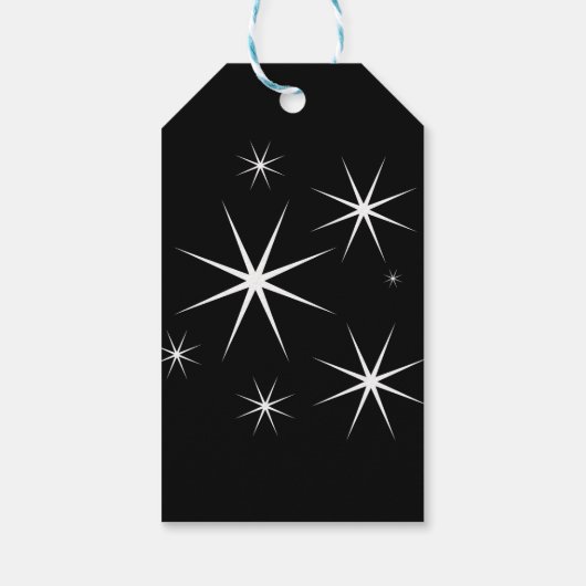 Retro Modern Zwart-wit Vrolijk Kerstfeest Cadeaulabel (Achterkant)