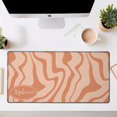 Retro Moderne Abstracte Marmeren Swirl Peach Bureaumat